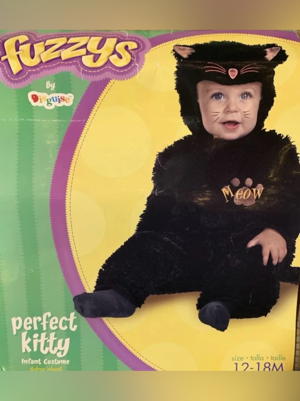 Plush Black kitten cat toddler size 12/18 month two piece costume